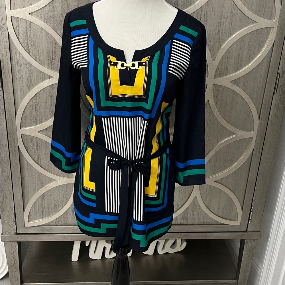 Cache Geometric Patterned Tunic With Belt - image 1